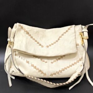 AIMEE KESTENBERG Bali Hobo Ivory Cream Genuine Leather Slouch Shoulder Bag
